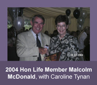 2014 Honorary Life Member Malcolm McDonald with Caroline Tynan