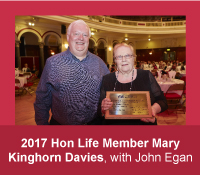 2017 Honorary Life Member Mary Kinghorn Davies with John Egan